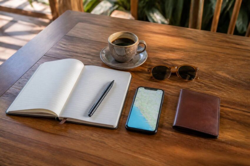 Checklist voor het kiezen en plannen van een vakantie op een tafel